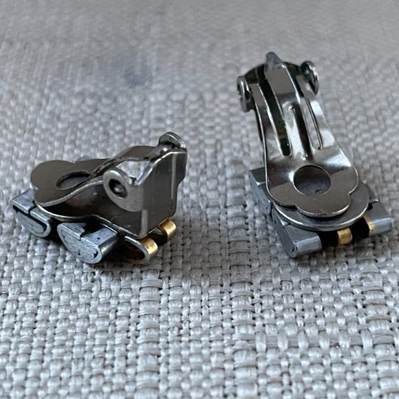 Women Vintage Earrings silver/Gold Tone Band Link Stud Fashion Ear Jewelry - Picture 7 of 8